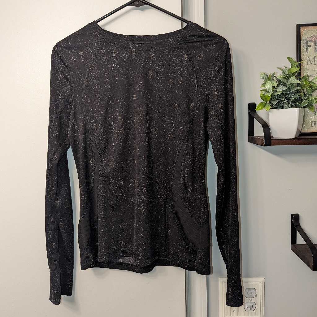 Black Patterned Workout Top
